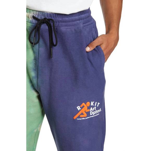 NEW ROKIT men's clash sweatpants in blue/green tie dye - Picture 4 of 5